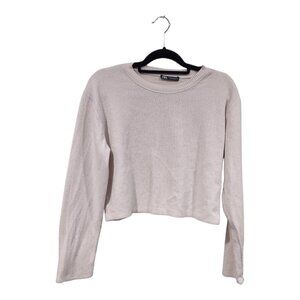 Zara Women's Cream Cropped Sweater Size Medium